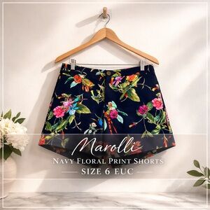 Marolli Navy Floral Print Shorts Size 6